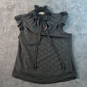 Stem Vine Tank Top Womens Large L Black Sleeveless Cutout Stretch